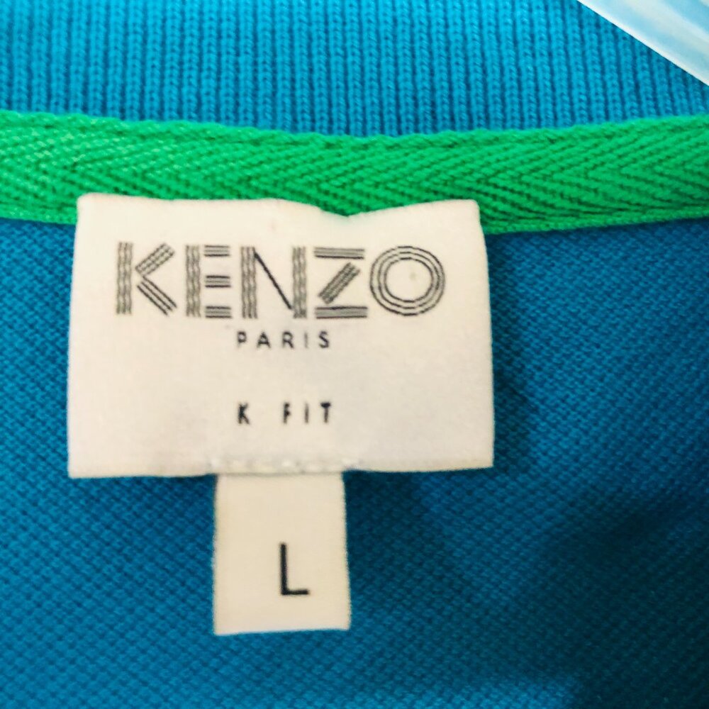Kenzo Men's Size Large K Fit Blue Polo Shirt - Picture 3 of 4